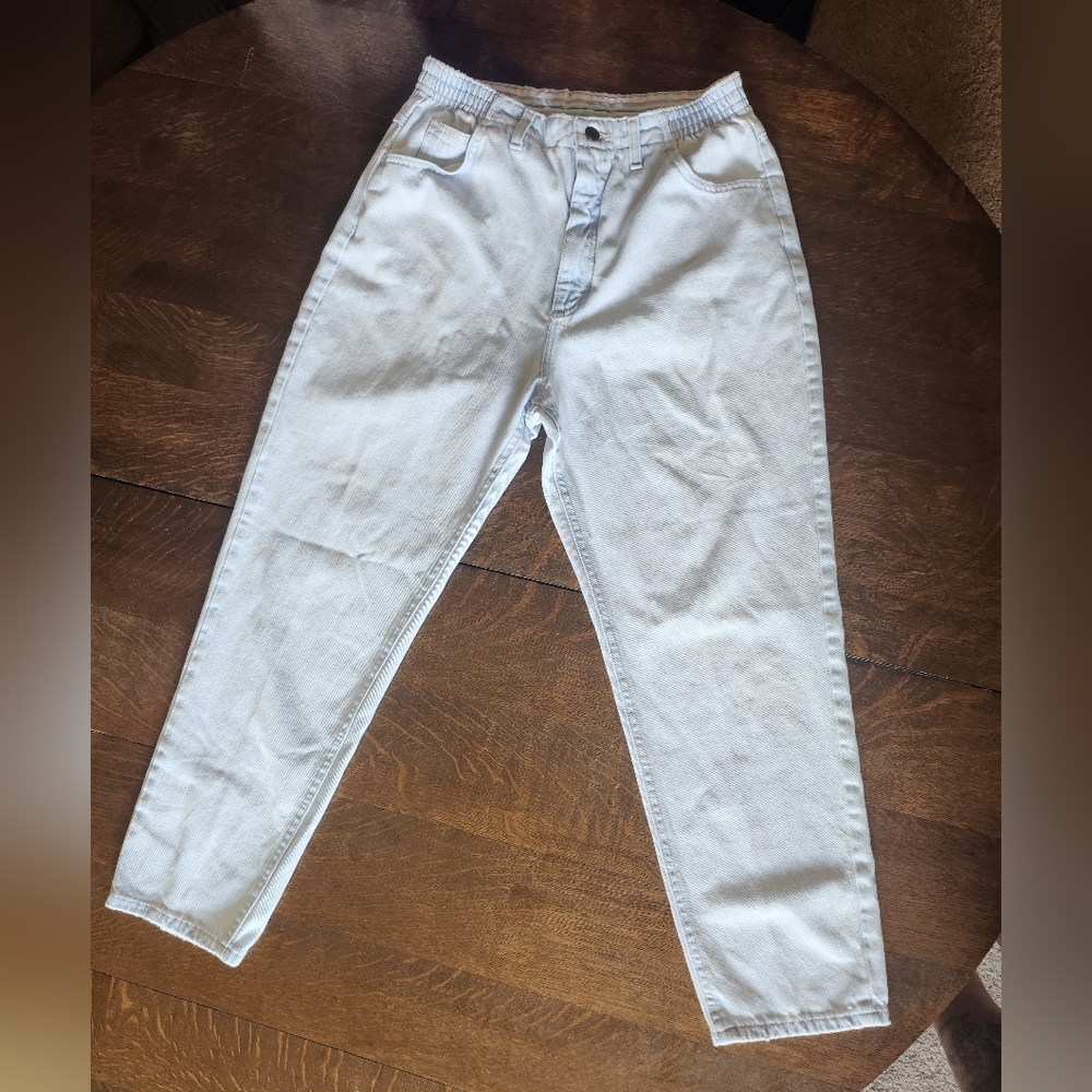 Lee Original Jeans High Jeans Elastic Sides White Wash Size 28